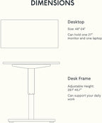 FLEXISPOT EN1 One-Piece Standing Desk with 1-Inch Thick Seamless Desktop, 48"x24" Electric Height Adjustable Desk for Home Office, Multi-Monitor Setups & Easy Assembly, Gray Wood