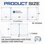72" x 24" Foldable Whiteboard Dry Erase Board Large Tri Folding Whiteboard Magnetic Dry Erase Board, Wall Aluminium Frame and Flip Out Pen Tray for Office, Home