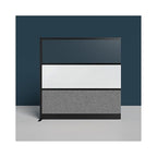 LUXOR MW-5370-FWCGWB Modular Wall Room Divider System - Black Frame - 53" x 70" Starter Wall - Wide Paneling