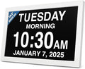 American Lifetime New 2026 Dementia Clock Large Digital Clock for Seniors, Digital Calendar Large Display, Custom Alarms, Clock with Day & Date for Elderly 18.5 Inches White