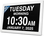 American Lifetime New 2026 Dementia Clock Large Digital Clock for Seniors, Digital Calendar Large Display, Custom Alarms, Clock with Day & Date for Elderly 18.5 Inches White
