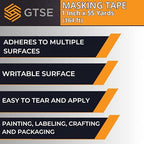 GTSE Masking Tape, 1 Roll, 1 inch x 55 Yards (164 ft), Multi-Surface Adhesive Painting Tape, Perfect for Painting, Home, Office, School, Art, Crafts, Glass, Vinyl