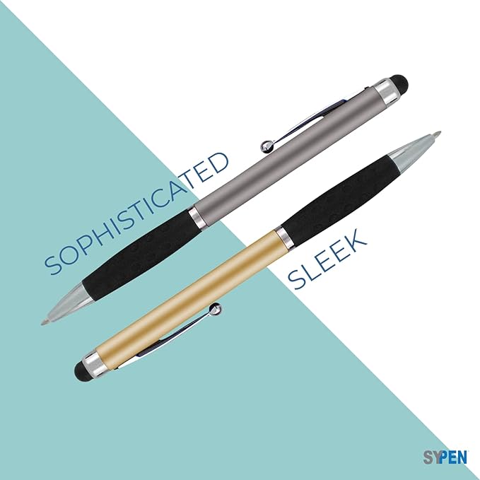SyPen Personalized Pens With your Custom Logo or Text-600 Pack Bulk-for Businesses, Parties, and Events, 2 in 1 Ballpoint Pen & Stylus forTouchscreen Devices, Rose Gold Barrel, Black Ink