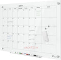 TOWON 47 x 35 Inch Large Glass Dry Erase Board, Magnetic Whiteboard Calendar, Monthly Planner Set, White