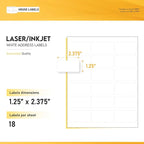 HOUSELABELS 18-up Address Labels (2-3/8" x 1-1/4") for Laser and Inkjet Printers, 500 Sheets