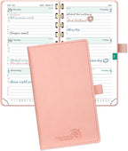 POPRUN 2026 Pocket Planner (Slim Size 3.5" x 6.5") Weekly and Monthly Calendar for Purse, with Hourly Time Slots, 100GSM Thick Paper, Spiral Soft Cover, Pen Holder - Pink