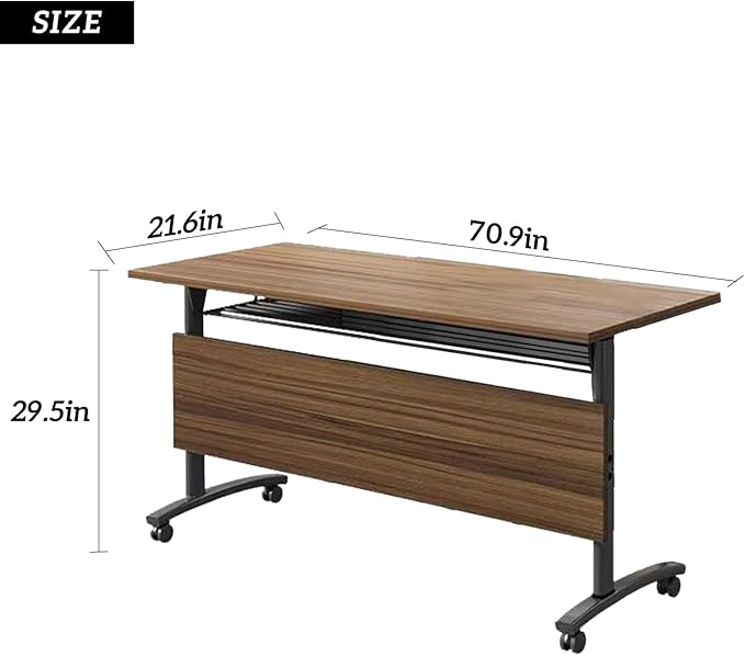 Foldable Conference Table Mobile Meeting Table,Large Modular Conference Room Tables for 2-10 People,Flip Top Mobile Training Table Rectangular Seminar Tables with Wheels for Office,Classroom,Warranty