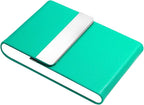Padike Professional Business Card Holder PU Leather Business Card Case Name Card Holder Slim Metal Pocket Card Holder with Magnetic Shut (Y-Lake blue)