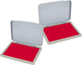 2 Pack Metal Case Stamp Pad Medium Size, Crimson Red Color - Size: 3" x 4" - Choose from 15 Ink Colors