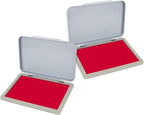 2 Pack Metal Case Stamp Pad Medium Size, Crimson Red Color - Size: 3" x 4" - Choose from 15 Ink Colors