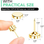 E BAVITE 80 Set Magnetic Push Pins,Flat Push Pin, Magnetic Thumb Tacks for Wall Bulletin Board Poster and Photo Hangers (Gold)