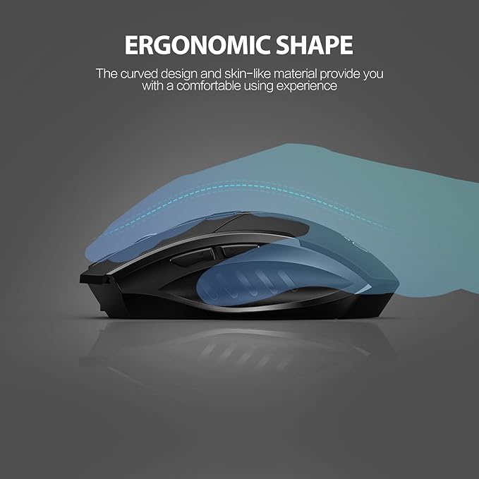INPHIC Wireless Mouse Rechargeable, Upgraded Visible Battery, 2400 DPI, Silent Ergonomic Computer Wireless Mouse for Laptop, Mac, PC etc.