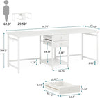Tribesigns 79 Inch Extra Long Double Desk with 2 Drawers, Two Person Computer Desk with Storage Shelves, Writing Table Study Desk for Home Office, White