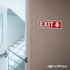 iSYFIX Exit Signs Stickers 12 Pack 12x4 Inch - Laminated Premium Vinyl Directional Down Arrow Signs for Buildings, Office, Workplace, Stores, Schools, Theaters, Parking, Restaurants, Factories