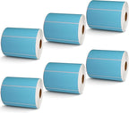BETCKEY - 4" x 2" Barcode Shipping & Multipurpose Labels Compatible with Zebra & Rollo Label Printer,Premium Adhesive & Perforated[Light Blue, 6 Rolls, 4500 Labels]