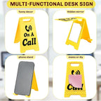 Funny Office Desk Accessories,Workplace Status Indicator Office Cubicle Decor,Phone Holder Mirror Acrylic Table Signs，Meeting in Progress Desk Decor, Privacy Please,Team Gifts for Director(On A Call)