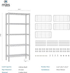 M MZG 1250 lbs 5 Tier Shelf Metal Storage Shelves Wire Rack Closet Organizers for Garage Kitchen Bathroom Laundry White 11.8" D x 29.5" W x 59.5" H