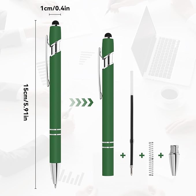 WYPAS Bulk Custom Pens - Personalized with Name, Engraved Text/Logo - Stylus Tip, Black Ink - Options for Corporate Gatherings, Events & Promotions (Lake blue)