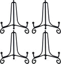 HENABLE 4PCS Premium Black Iron Plate Stands for Display 4 Inch, Decorative Solid Metal Plate Holders for Displaying, Mini Easel, Frame, Book, Card, Plaque, Bowl, Picture Stands for Display