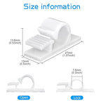 XHF 100pcs Adhesive Cable Wire Clips White, Outdoor Cable Management Wire Organizer Cord Holder for Under Desk, Car, Wall, TV PC Ethernet Cable