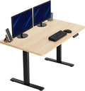 VIVO Electric 43 x 24 in Standing Desk, Memory Height Adjustment, 1B Series, Holds 220 lbs, One-Piece Light Wood Top, Black Frame, DESK-KIT-1B4C