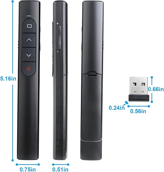 （4 Units） Wireless Presenter Remote, Presentation Clicker with Hyperlink & Volume Remote Control PowerPoint Office Presentation Clicker for Keynote/PPT/Mac/PC/Laptop