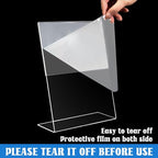 Laerjin 3 Pack Acrylic Sign Holder 8.5 x 11, Slanted Back Sign Holders, Clear Sign Holder, Plastic Paper Holder, Flyer Document Paper Display Stand for Office Desktop