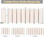 CHOSENM Room Divider, 8 Panel Folding Privacy Screens with Wider Support Feet, 6 Ft Portable Room Partition for Room Separator, 176" W X 71" H, Beige