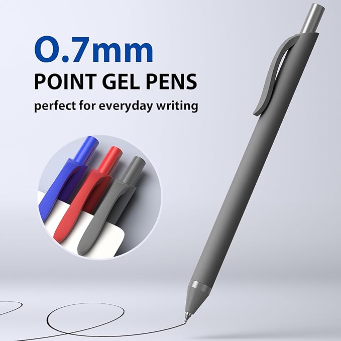 44 Pack Gel Pens Bulk, Black Gel Ink Pens, (0.7 mm) Fine Point Point Pen, Retractable Smooth Writing Pen for Journal Writing,Home Office School Supplies (Black, Red,Blue ink)