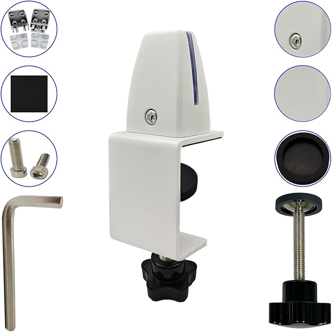 Jhanw Divider Clamp For 1/8" To 0.51" Panel, Adjustable Partition Clamp For 0.32" To 2.04" Desktop, Standing Desk Accessories For Privacy Folders, White Sneeze Guard Holder 2-Pack