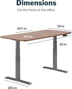 Vari Electric Standing Desk - 60x30 VariDesk, Adjustable Height Stand Up Computer Desk - Dual Motor with Memory Presets, Stable T-Style Legs- Home Office Essentials - Walnut