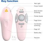 QUI Presentation Clicker Wireless Presenter Remote Clicker for PowerPoint Presentation Remote, PowerPoint Slide Advancer for Mac/Windows/Linux, Google Slide/PPT/Keynote, USB A, Pink