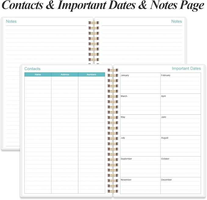 2026-2027 Planner - 18 Months Weekly & Monthly Planner from January 2026 - June 2027, Spiral Notebook 2026-2027 with Elastic Closure, Inner Pocket, Medium 5.8" x 8.3", Flower-C