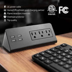 Emerising 2-Pack Desk Edge Mount Power Strips with 4 USB Ports & 3 AC Power Outlets for Home and Office Desktop Charging Bucket, 1250Joules Surge Protection,Black