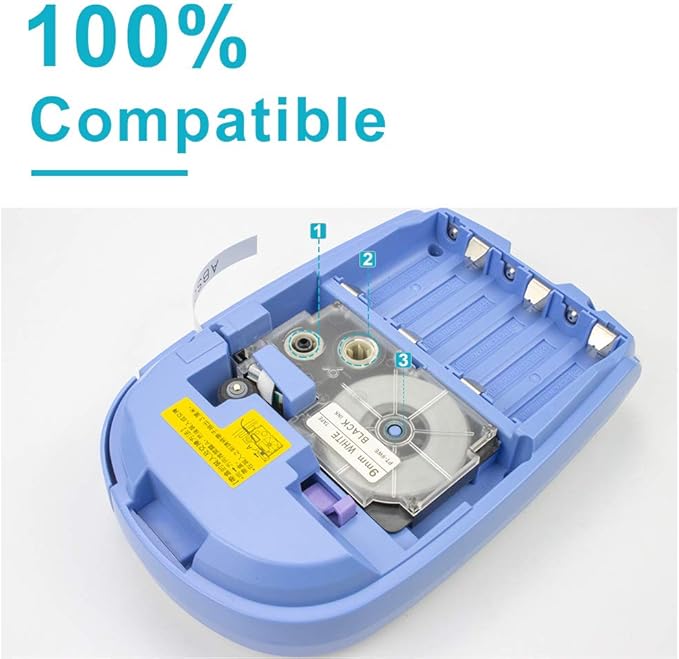 Absonic 4-Pack Compatible for Casio Label Maker Tape 9mm XR-9WE XR-9WE2S XR9WE2S 9mm Black on White Label It for KL-120 KL-60 KL-100 KL-750 KL750B KL-780 KL820 KL7000 KL7200 Label Maker, 3/8" x 26'