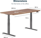 VARI Electric Standing Desk - Varidesk Height Adjustable Sit/Stand Desk - Dual Motor with Memory Presets, Stable T-Style Legs - Gaming or Home Office Workstation - 72”x30”, Walnut