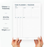 Task Planner & Tracker 8.5 x 11 Tear-Off 70 Sheet Planner Pad – Project Organizer with Time Log, Top Priority, Follow-Up – Notepad for Home & Office (White, Minimalist, 1 Pack)