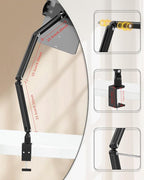 Tablet Stand for Desk/Bed, Adjustable iPad Holder Clamp Mount, Foldable Tablet Arm, 360° Rotation, Compatible with 5.7''-15.6'' IPhone, iPad Pro, Air, Mini, Kindle, Galaxy Tab, Nintendo Switch