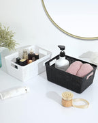 Set of 6 Baskets For Organizing, Plastic Storage Bins and Small Basket for Organization and Storage Shelves Drawers Desktop Closet Playroom Classroom Office, Black