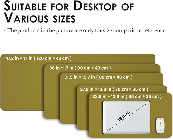 Leather Desk Mat - Non-Slip PU Desk Pad for Office and Home - Desk Organization and Accessories - Ideal for Large Mouse Pad and Desk Mats on Top of Desks (Olive Green,27.6"x 13.8")