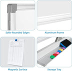 VOWNER Double-Sided Magnetic Whiteboard, 72" x 40" Large Mobile Dry Erase Board, Reversible Rolling White Board with Aluminum Frame & Stand, for Home Office, Classroom, School, White