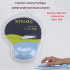 xinidc Ergonomic Computer Mouse Pad with Wrist Rest Support, Pain Relief Mouse Pad with Non-Slip PU Base for Home Office Working Studying (Blue)