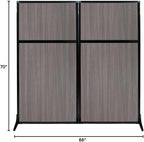 Versare Workstation Partition | Portable Wall Divider | Modern Office Cubicle | Free Standing Privacy Screen | Flexible Work Space | 66" x 70" Gray Elm Wood Grain Panels No Window