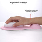 xinidc Ergonomic Computer Mouse Pad with Wrist Rest Support, Pain Relief Mouse Pad with Non-Slip PU Base for Home Office Working Studying (Pink)