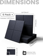 Large Felt Bulletin Board 36"x24", 6-Pack 4-Compartment Wall Organizer, Cork Board Alternative with 60 Removable Adhesive Tabs, Modular Felt Panels for Home Office, Classroom and Study- Navy Blue