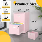 SteeLoong 2 Drawer File Cabinet with Lock,Pink Metal Office Drawers Filing Cabinets for Home Office, Two Drawer Under Desk File Cabinet for Hanging Letter,Easy Assemble | with Lock, Office Drawers, Filing Cabinets, Two Drawer, Under Desk, for Hanging L...