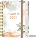 Address Book with Alphabetical Tabs - Small Address Book Spiral with Address Contacts, Special Date, Phone, Birthday & Internet Login Password for Home and Office, 4.3" x 6.2", Rose Leaf