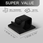 KGROTE 100PCS Cable Clips, Adhesive Wire Clips Strong Cord Clips Wire Holders, Cable Management Clips for Desk, Wall, Car, TV, Ethernet Cable (Black, Medium)