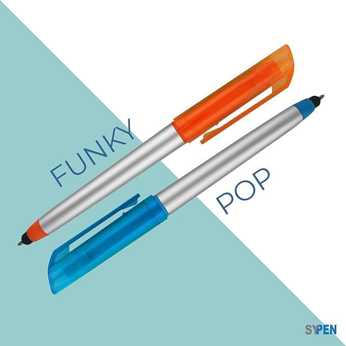 Personalized Pens with Highlighter and Stylus -250 Pack Bulk-Free Imprint - 3 In Highlighter, Ballpoint Pen, and Stylus Combo- add Custom Business Name, Logo or Gift Message- Orange