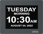 American Lifetime 【New 2024】 Dementia Clock Large Digital Clock for Seniors, Digital Clock Large Display with Custom Alarms, Clock with Day & Date for Elderly, Large Number Digital Clock Grey